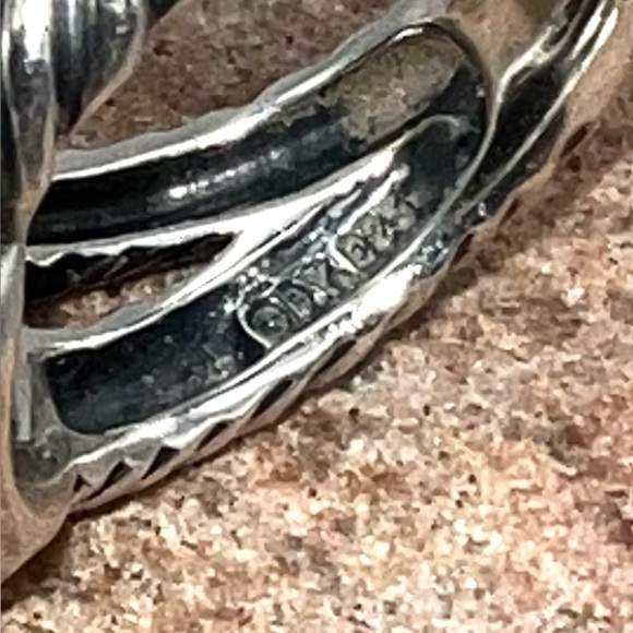 David Yurman Sterling Silver Genuine Diamond Cushion Cut Onyx Albion Ring 6 - Picture 11 of 12